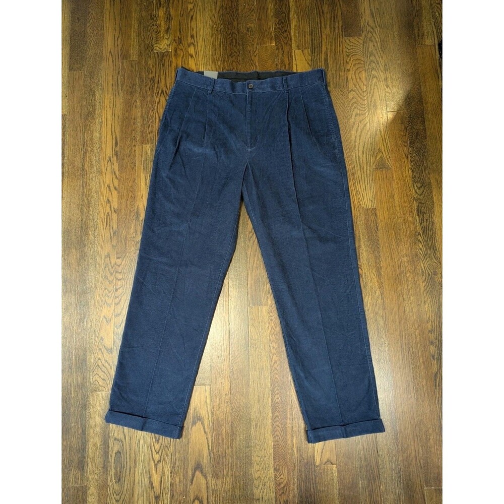 Jos A Bank Corduroy Pants Men's 38x32 Navy Blue Executive Collection Cuffed NWT